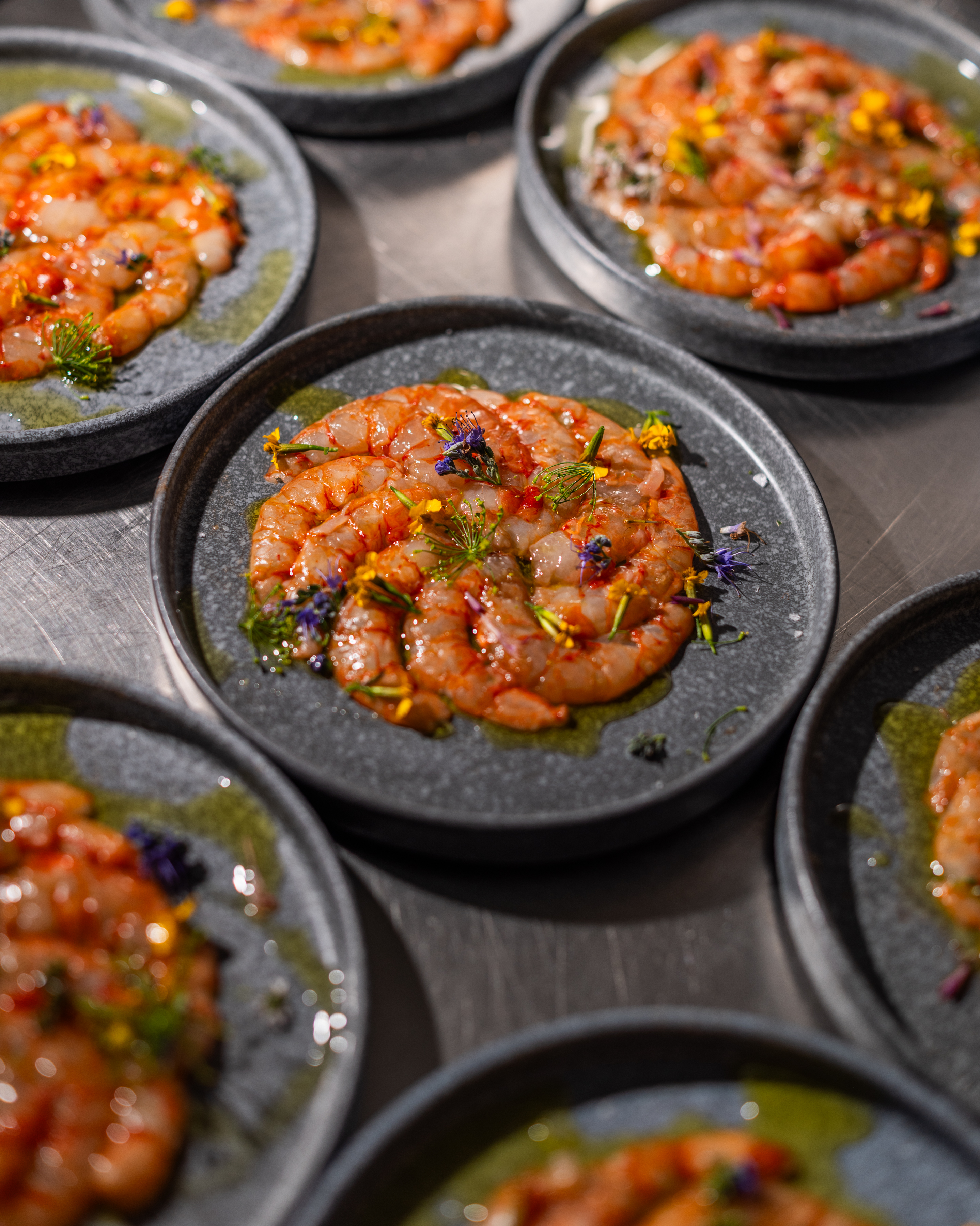 Shrimp crudo at catered event by Roscioli Shrimp crudo at catered event by Roscioli